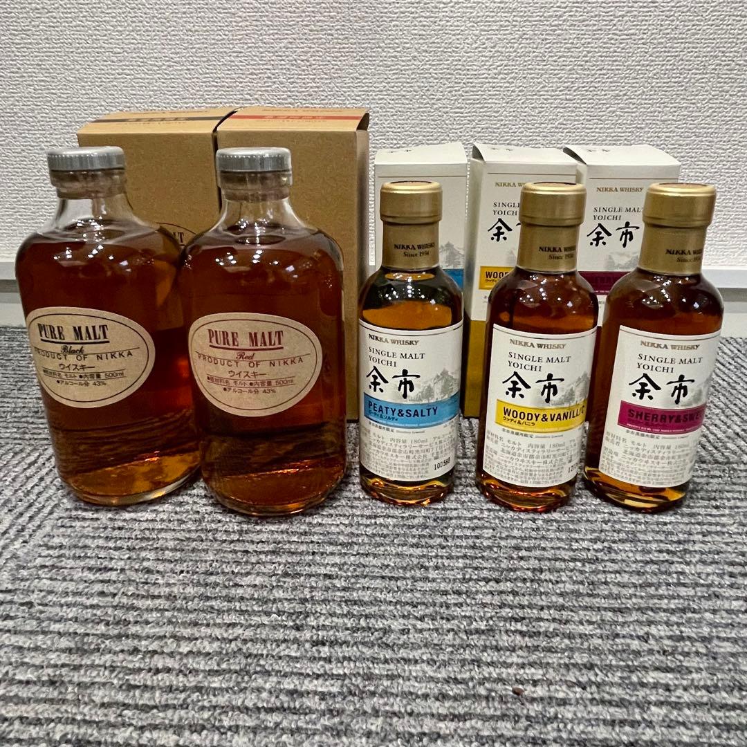 ニッカ蒸溜所限定ピュアモルトレッド＆ブラック 計4本 宮城峡蒸溜所