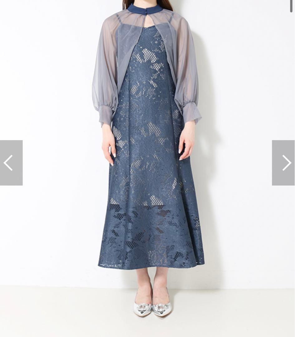 VALERIANE room903ネイビー ボレロレイヤードレースドレス S Dorry