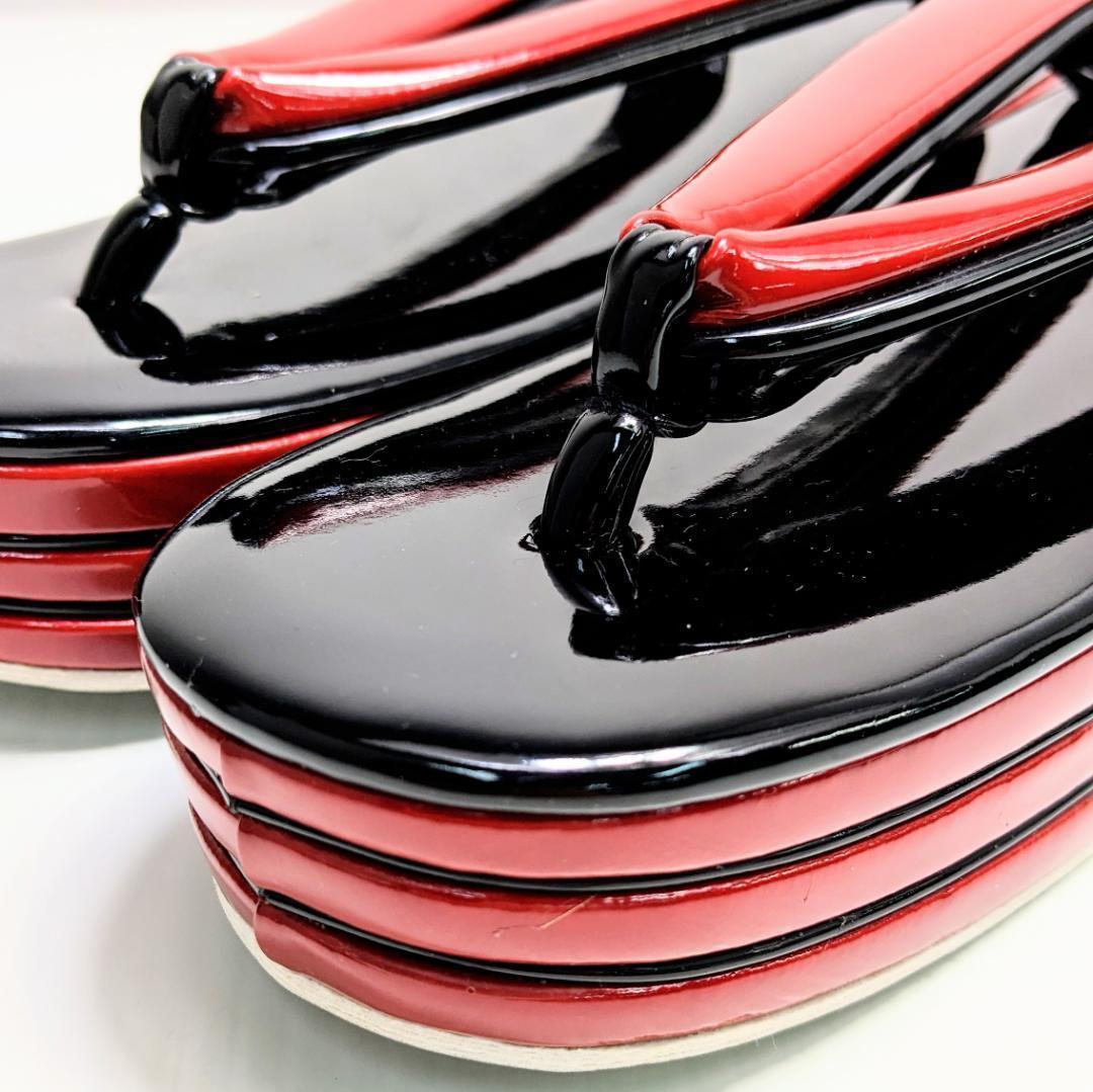 和装 草履 バッグ セット エナメル 黒 赤 ブラック フリーサイズ w55-5