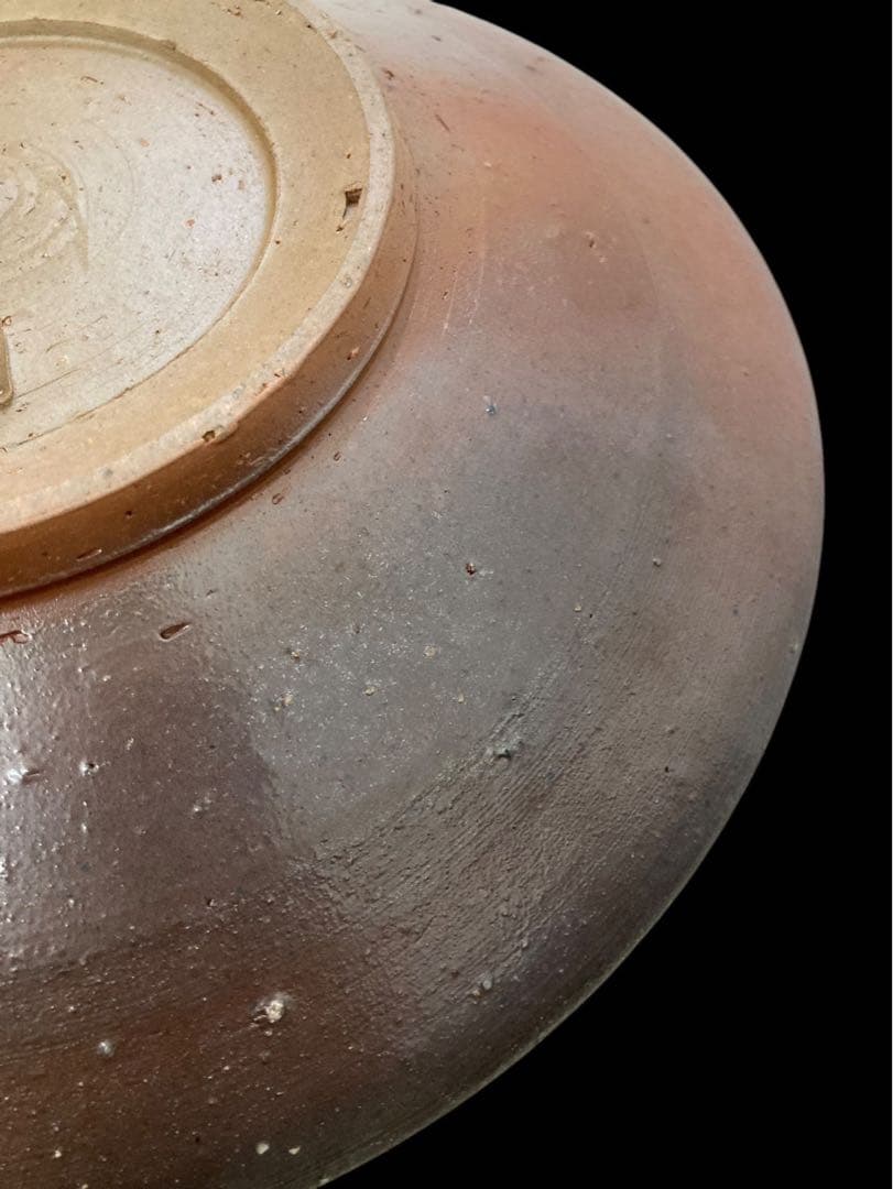 人間国宝 伊勢崎淳 備前焼 陶器 平皿 茶色 共箱 陶芸 （O）