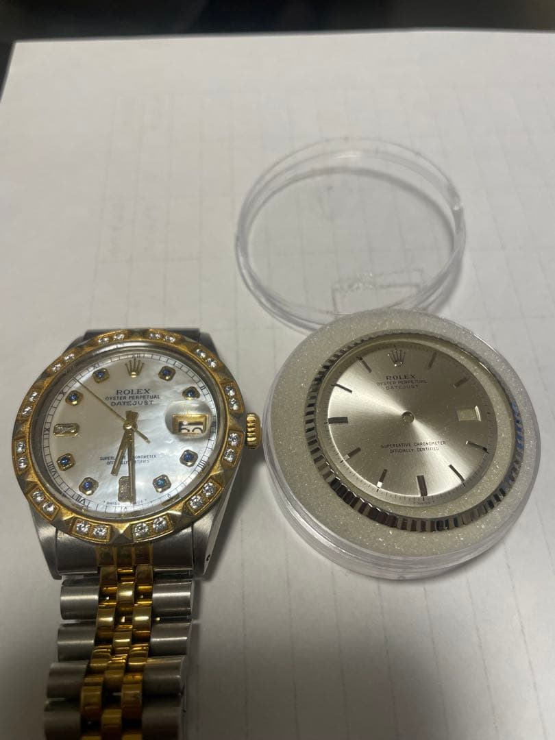 ロレックス デイトジャスト ホワイトシェル8サファイア2ダイヤ