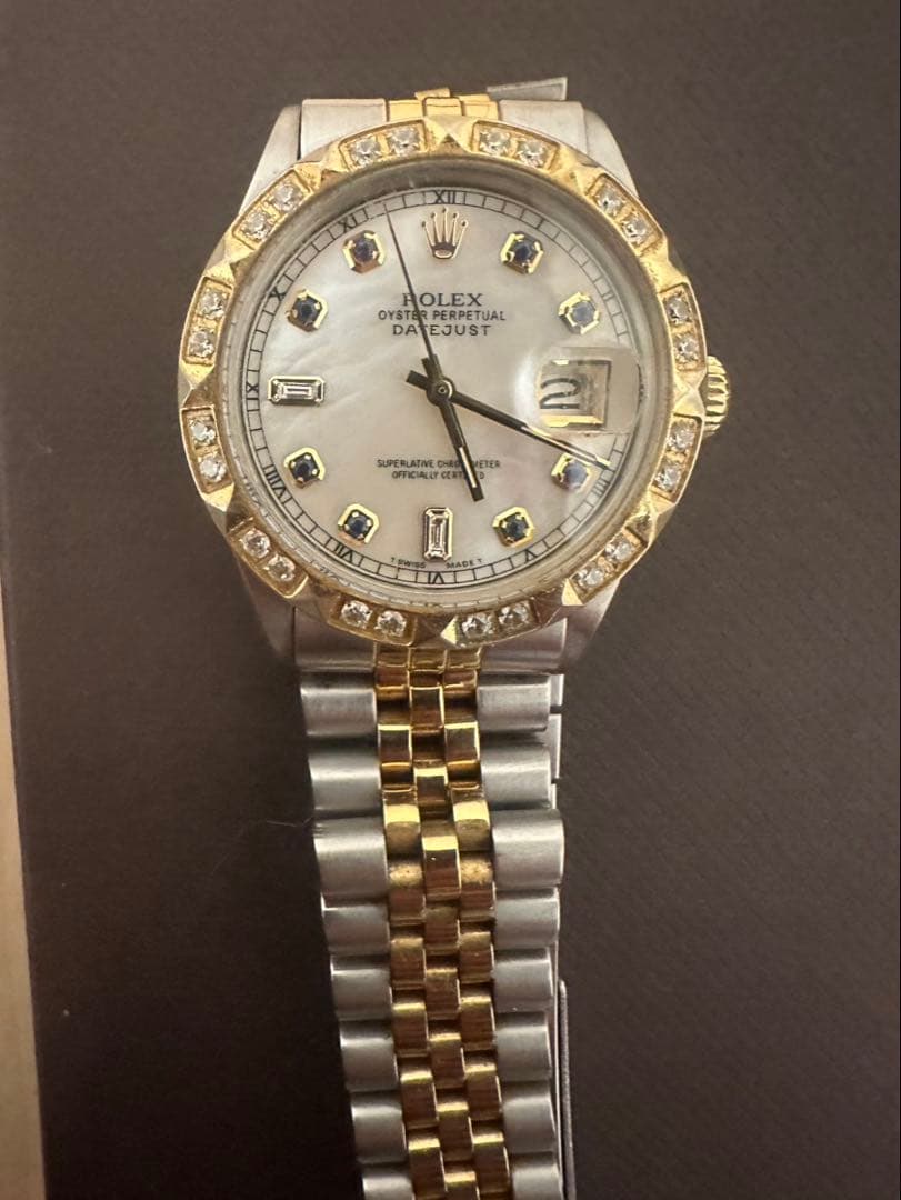ロレックス デイトジャスト ホワイトシェル8サファイア2ダイヤ
