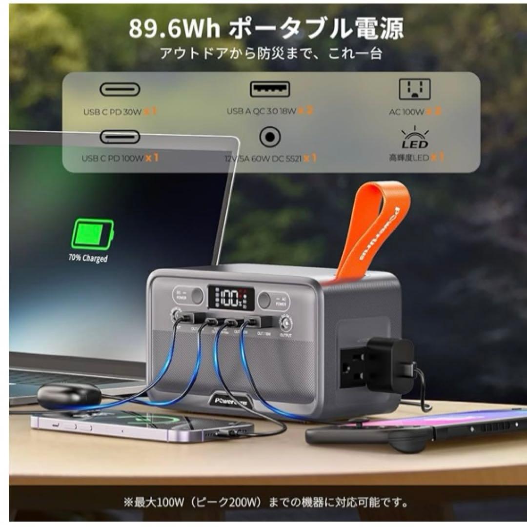 新品　ポータブル電源 89.6Wh 急速充電 Type-C搭載 キャンプ