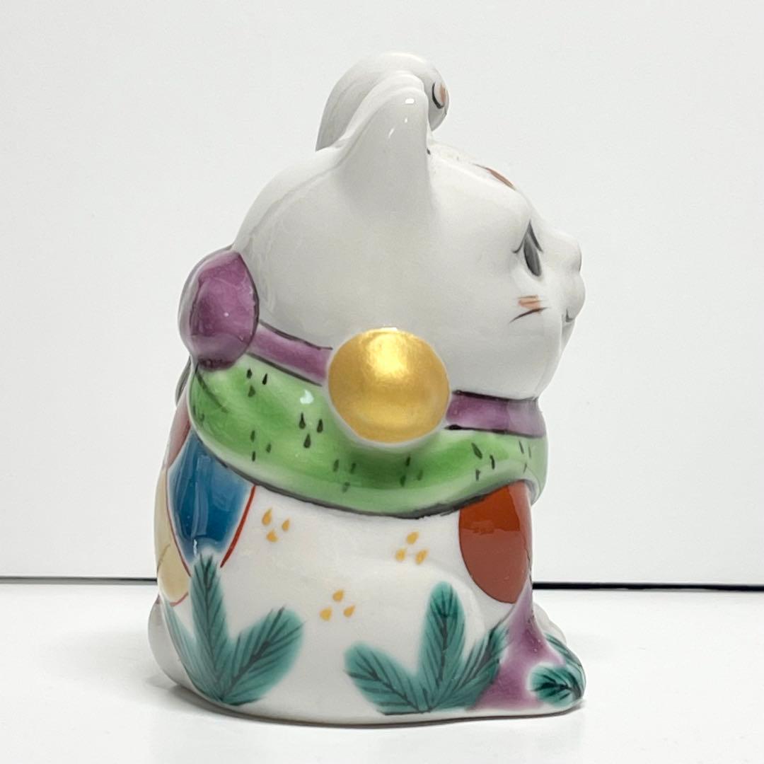 願いが叶う】九谷焼 手描きの招き猫 2.5号 青九谷富士山 左手 一美作