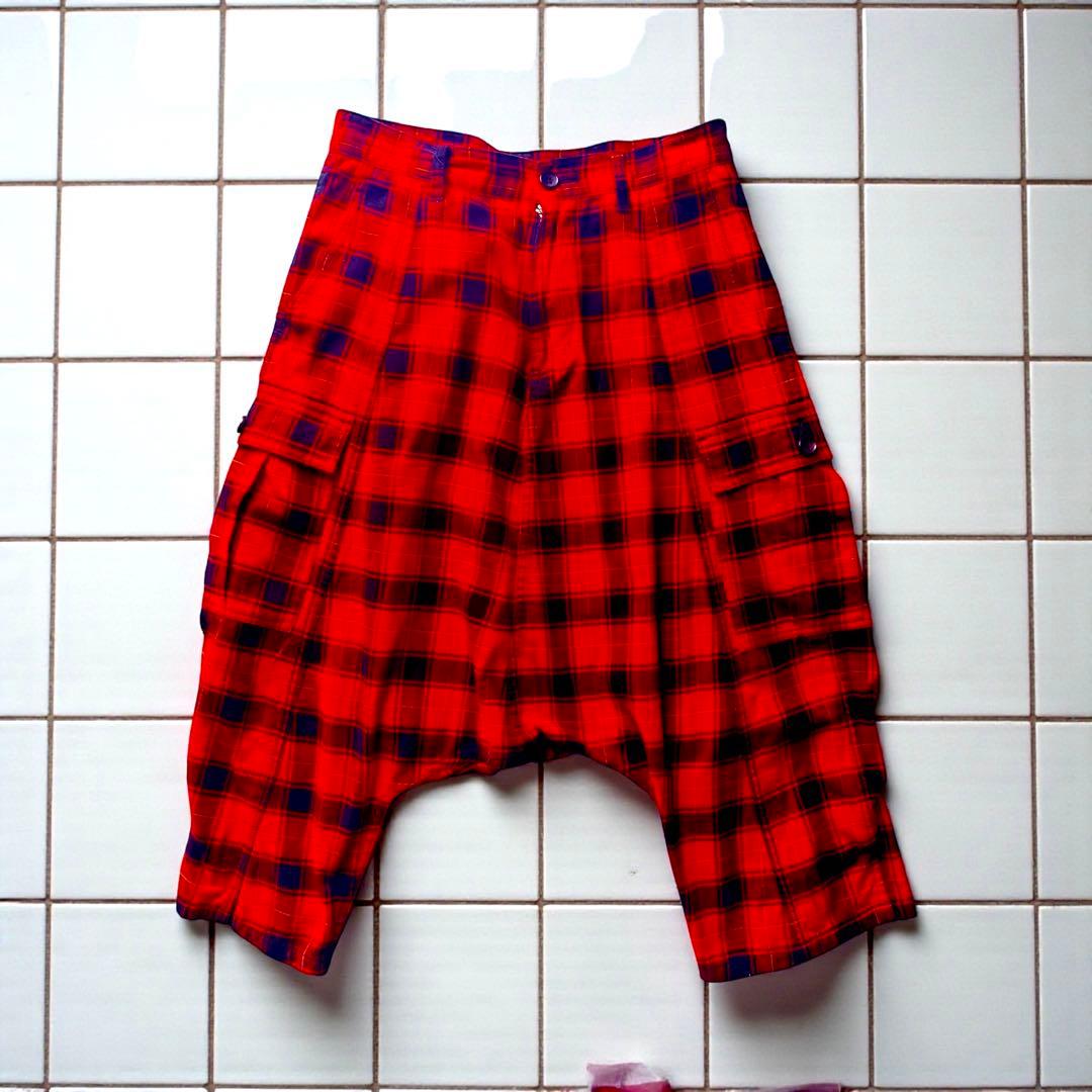 トリココムデギャルソン　赤黒タータンチェック　サルエルパンツ