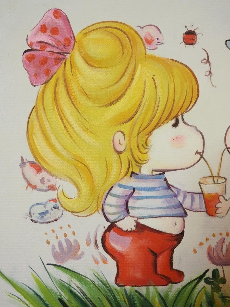 値下げ】人物画 油絵 水森亜土 F6号 額付き 手描き 肉筆