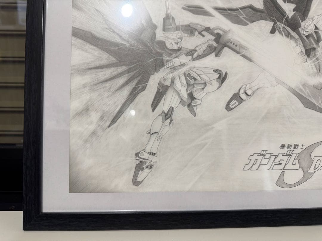 ガンダムSEED DESTINY静止画鉛筆画 （フリーダムvs デスティニー）