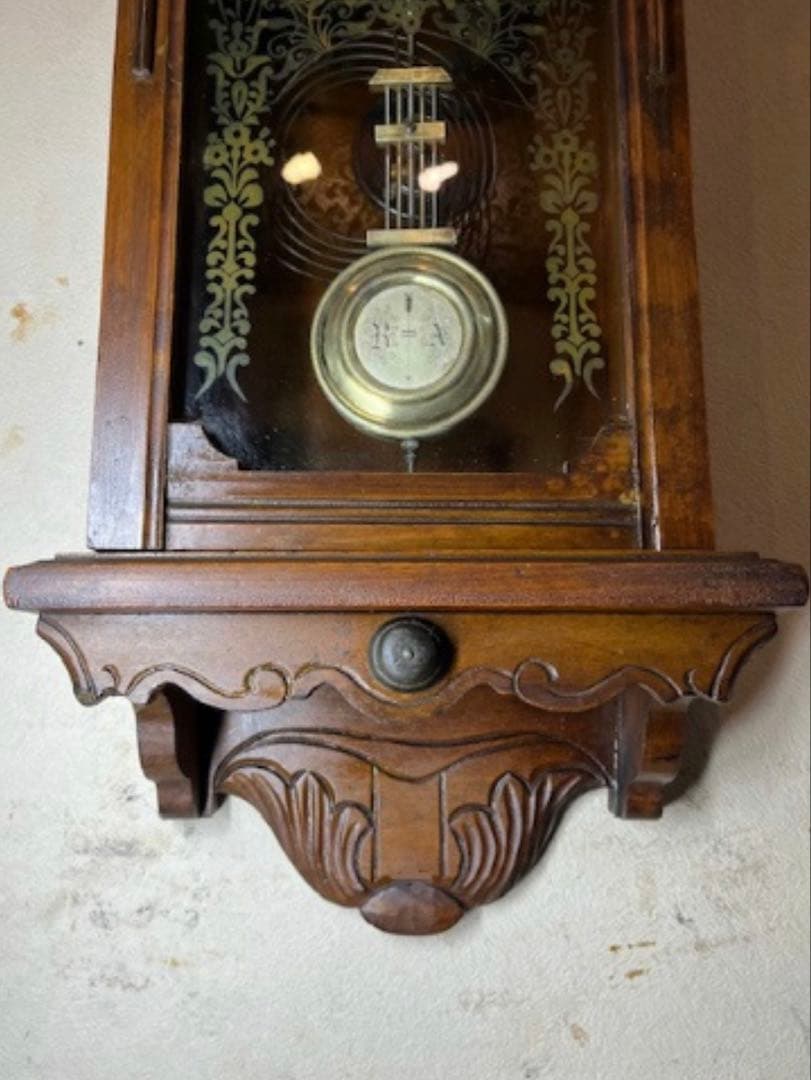 珍品　柱時計　装飾型　古時計　レトロ　ゼンマイ　ボンボン　アンティーク　振り子