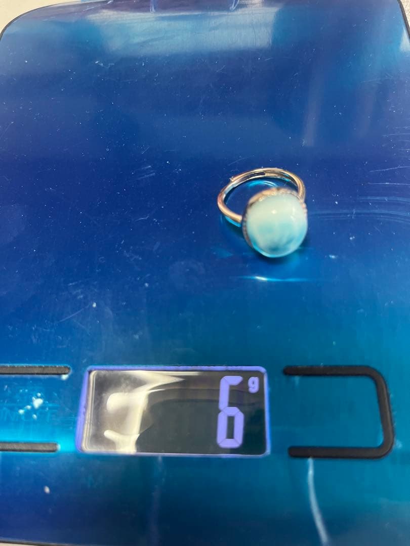 【高品質・やや大きめ】ラリマーリング （15.6×13.5mm）鑑別書付き