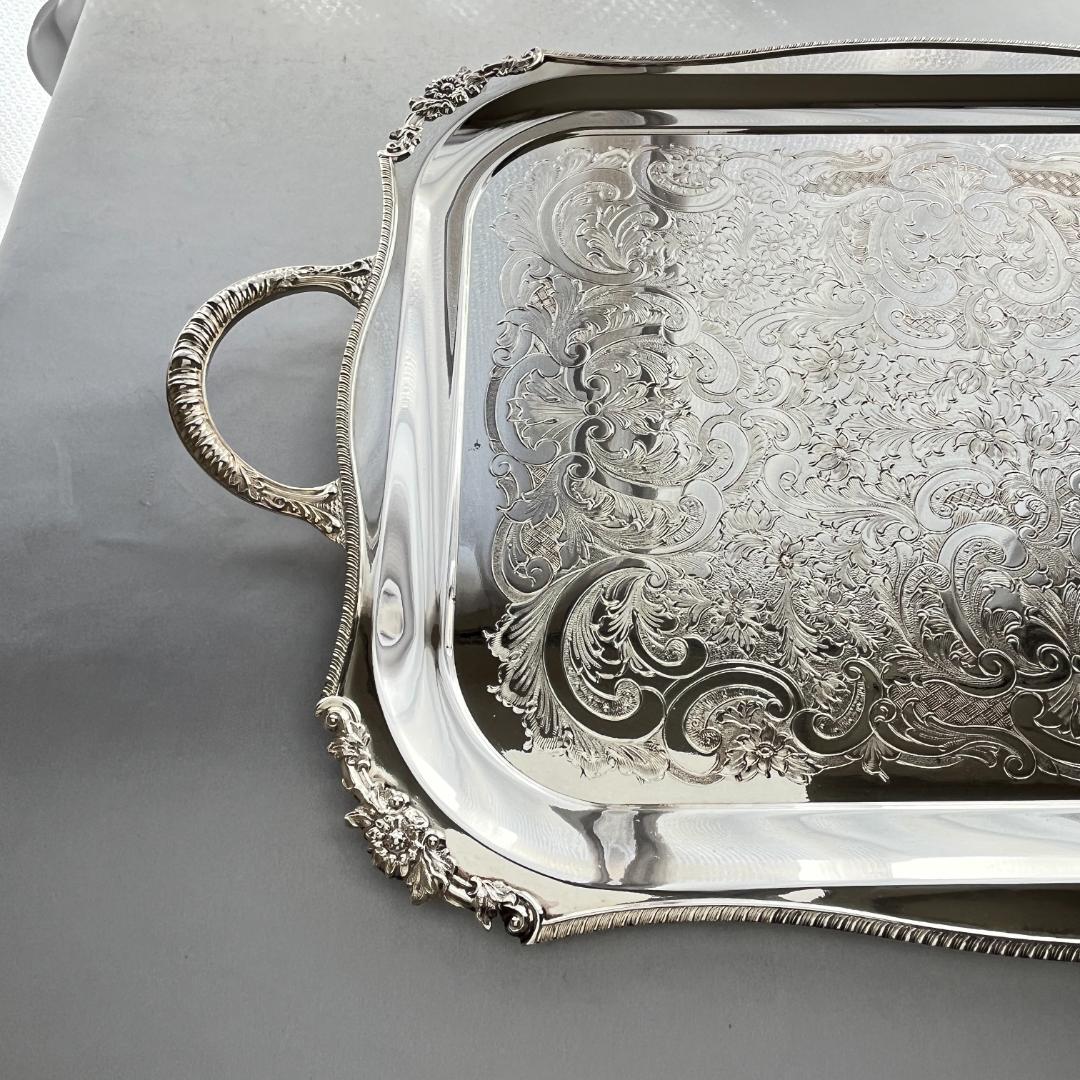 【Viners】 ギャラリートレー 56cm 【シルバープレート】ハンドル 大型