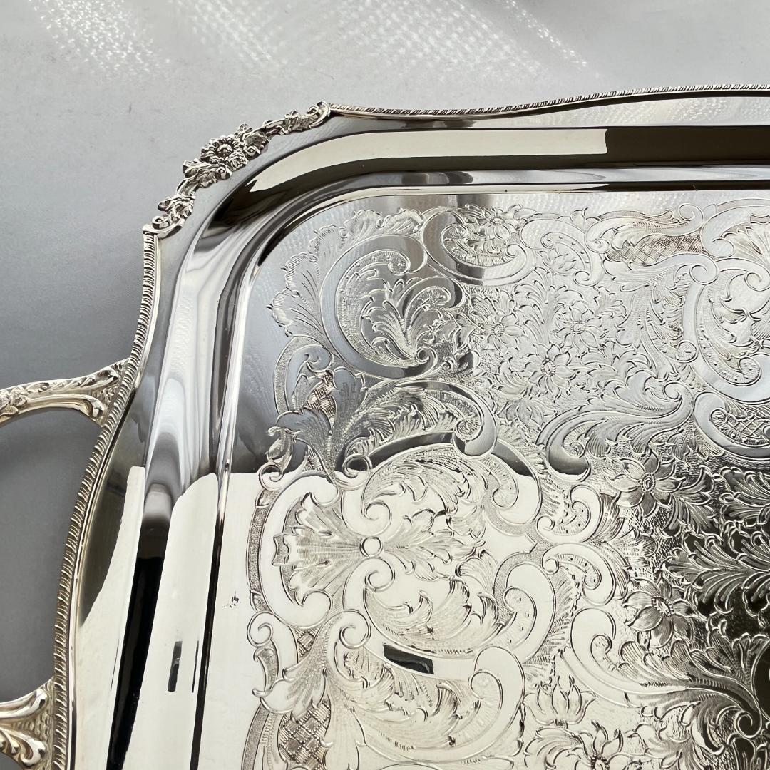 【Viners】 ギャラリートレー 56cm 【シルバープレート】ハンドル 大型