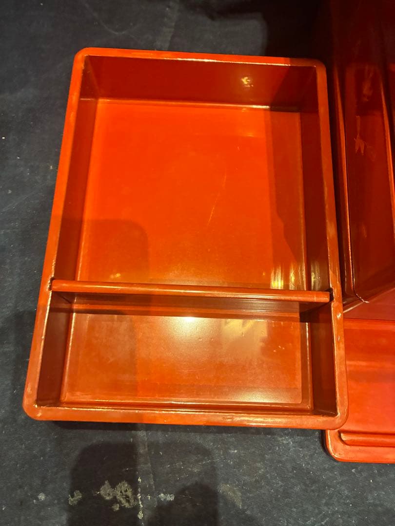 野弁当　漆器　朱塗り　沈金　桜　五段弁当　5人分　傷み無し　雛祭り