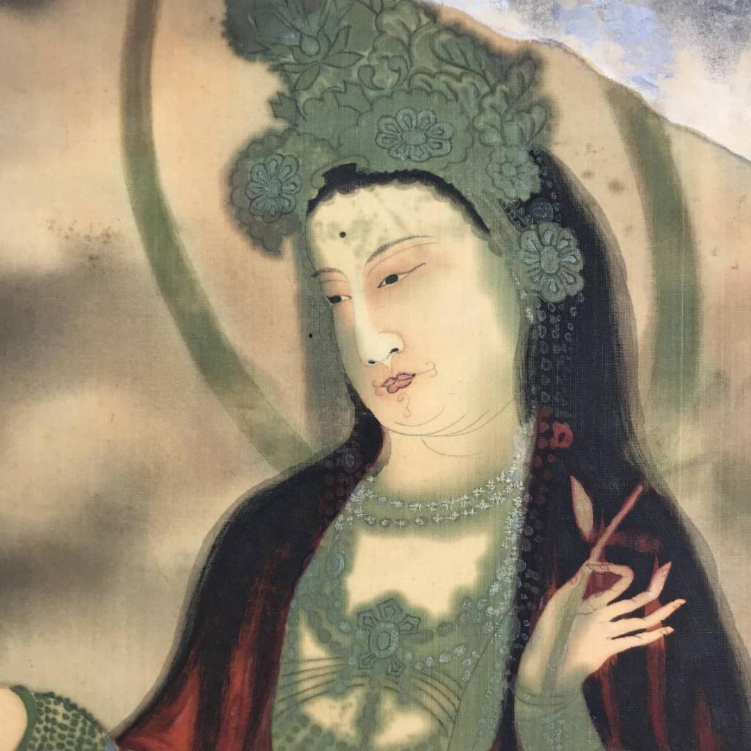 松山/観音図/慈母観音図/掛軸☆宝船☆AB-681