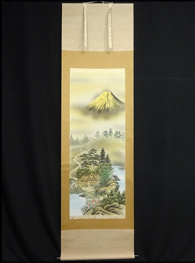 掛軸 西村千里『風水黄金富峰図』絹本 共箱付 掛け軸 a031716 - メルカリ