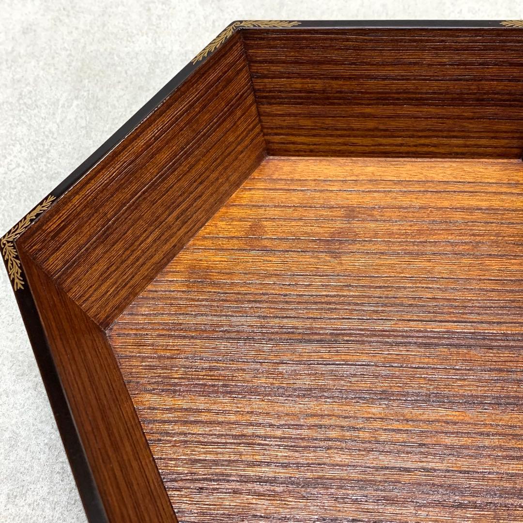 菓子器 堅地屋清兵衛 塗師 茶道具 茶の湯 木目 六角