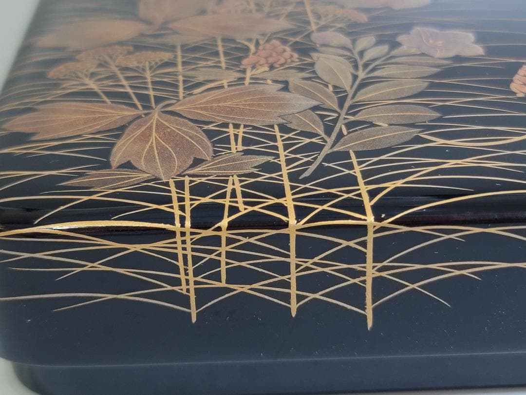 輪島塗 花草蒔絵 硯箱 未使用 美品 DT604