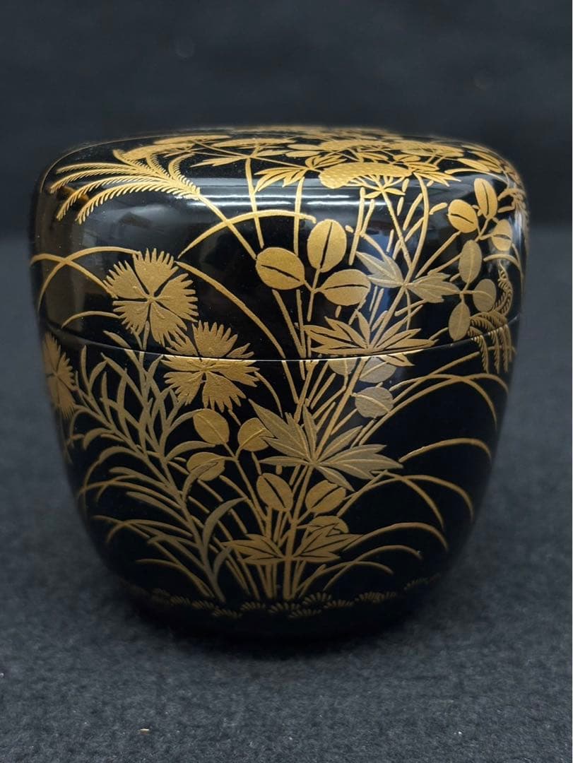 高木玉栄 / 大棗 】棗 なつめ 茶道具 共箱付き 鵬雲斎箱 秋草