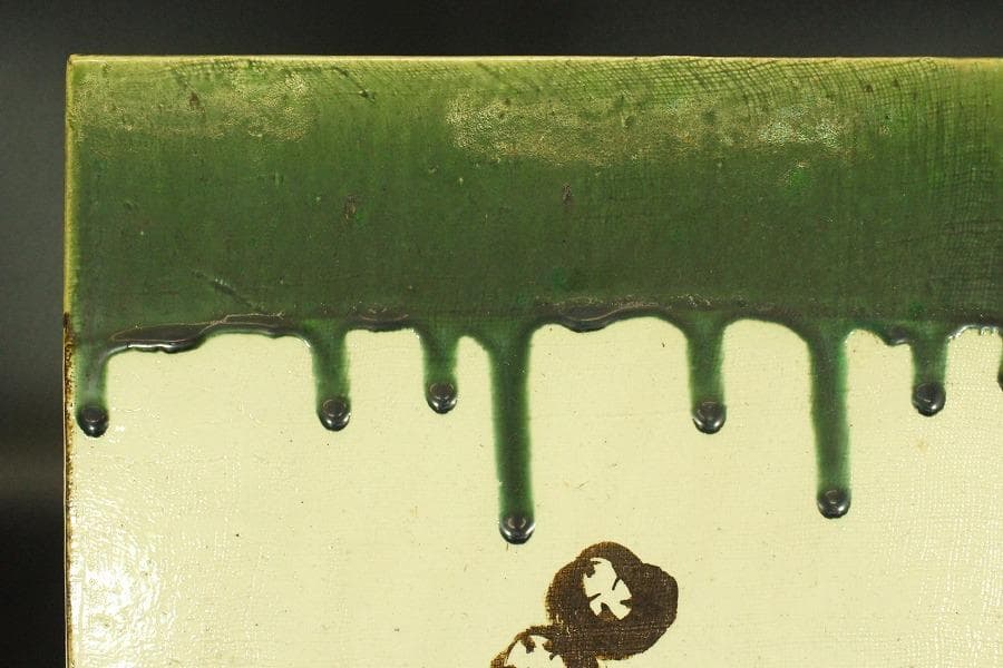 茶道具 織部 敷瓦 オリベ 美品(A185)