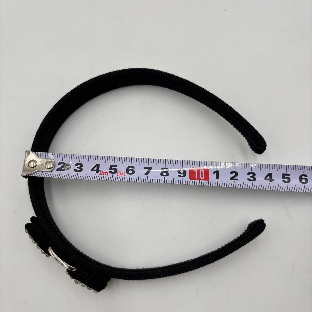 フェラガモ ヴァラリボン カチューシャ ラインストーン キャンバス ブラック