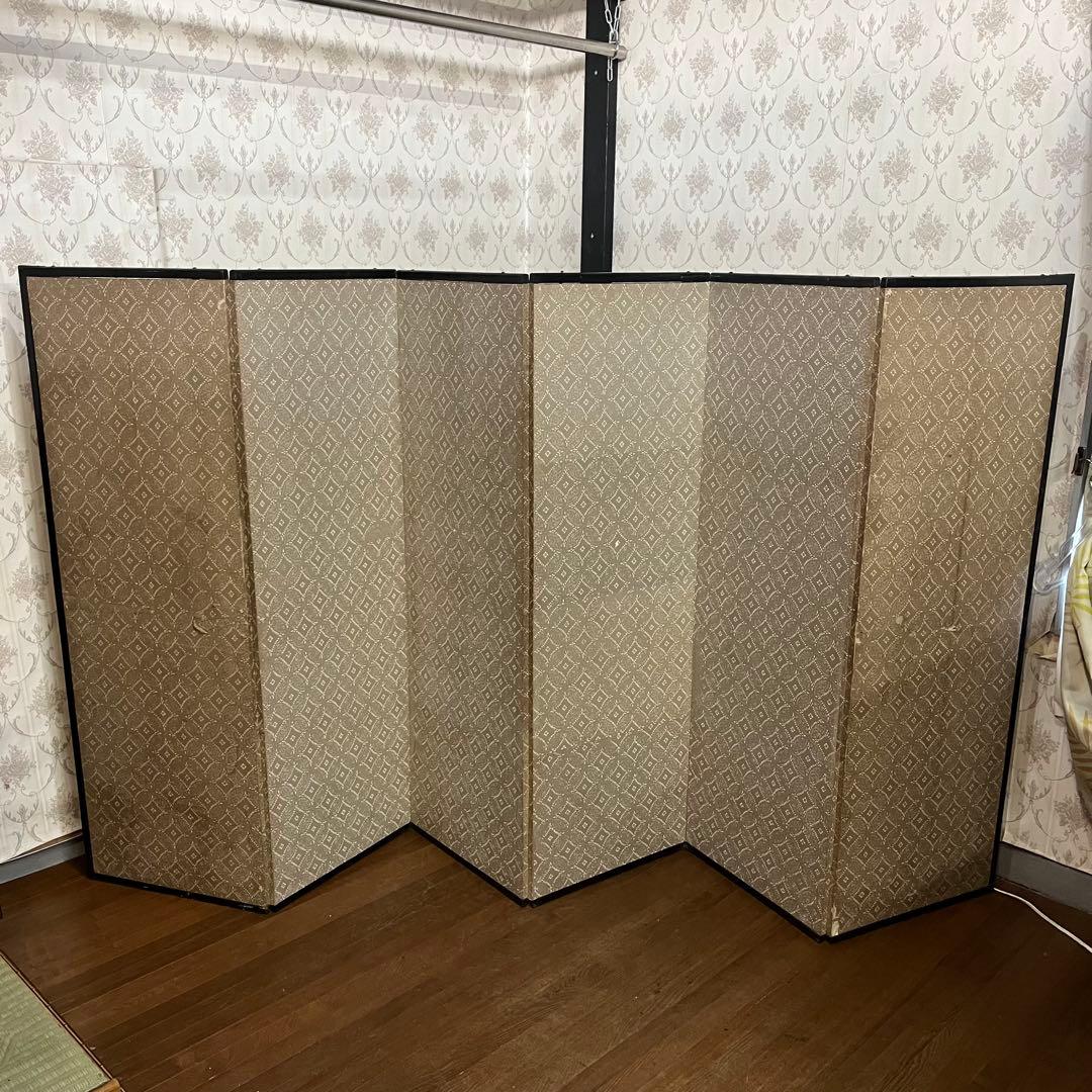 【アンティーク】蔵出し 六曲一双 屏風 人物画 風景画 日本画 金屏風 古美術