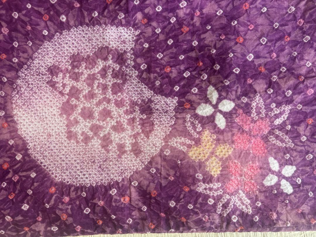セール中❣️ 希少な色　きれいめ赤紫 有松　絞り　高級　浴衣 紫陽花　手縫い