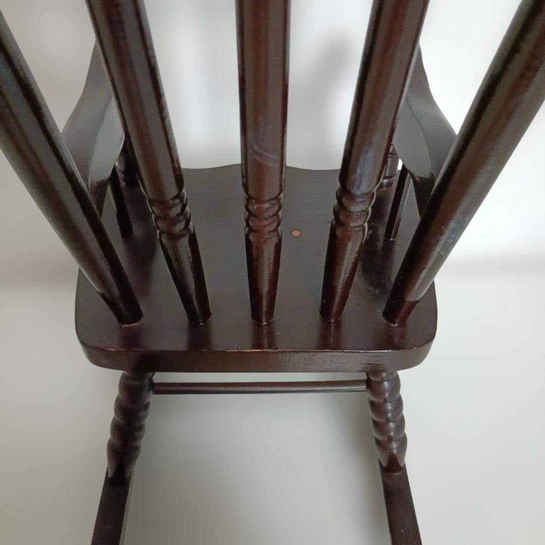 ミニチュア木製ロッキングチェア フランス人形 日本人形 ダーク