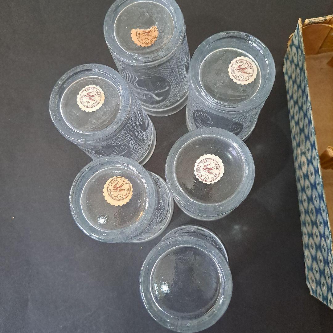 明治 東亜硝子製 THE BESTGLASS グラス 鳳凰文 六個 共箱