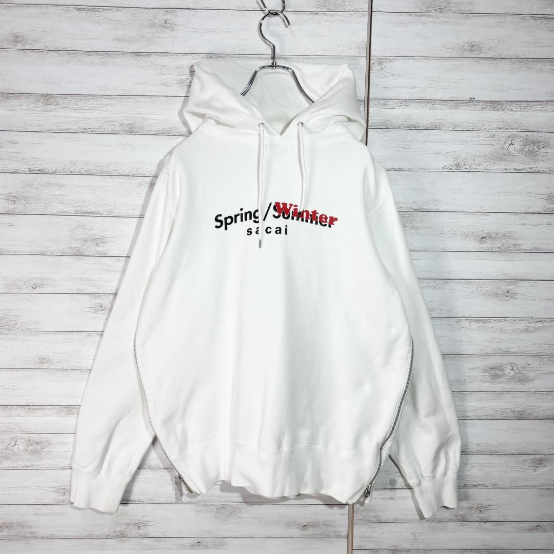 sacai サカイ　変形　サイドジップ パーカー M ホワイト