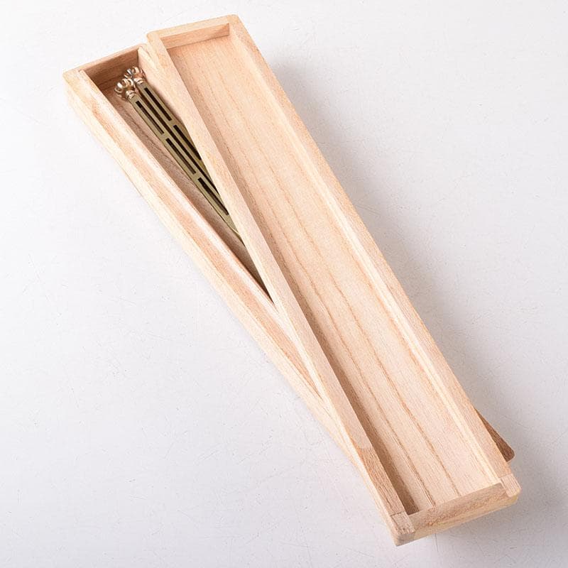 金工師　木村清五郎（清雲）造　黄銅　菊頭　四方すかし飾　火箸　共箱　CR8195