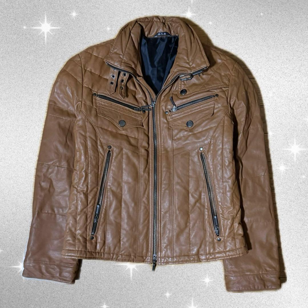 00s archive a.s.m ギミックレザージャケット y2k opium - メルカリ