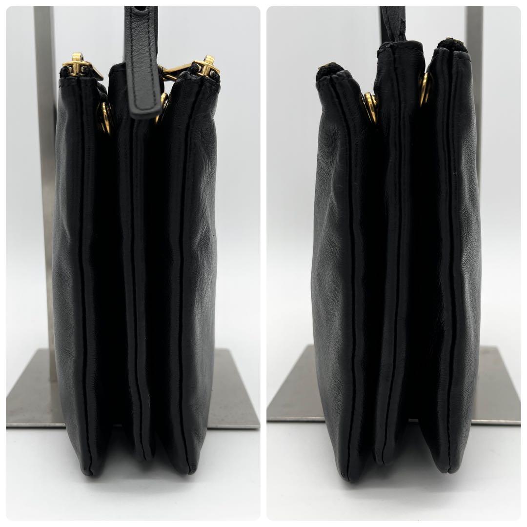 【美品✨】 セリーヌ 新ロゴ トリオ ラージ ショルダーバッグ ブラック 黒