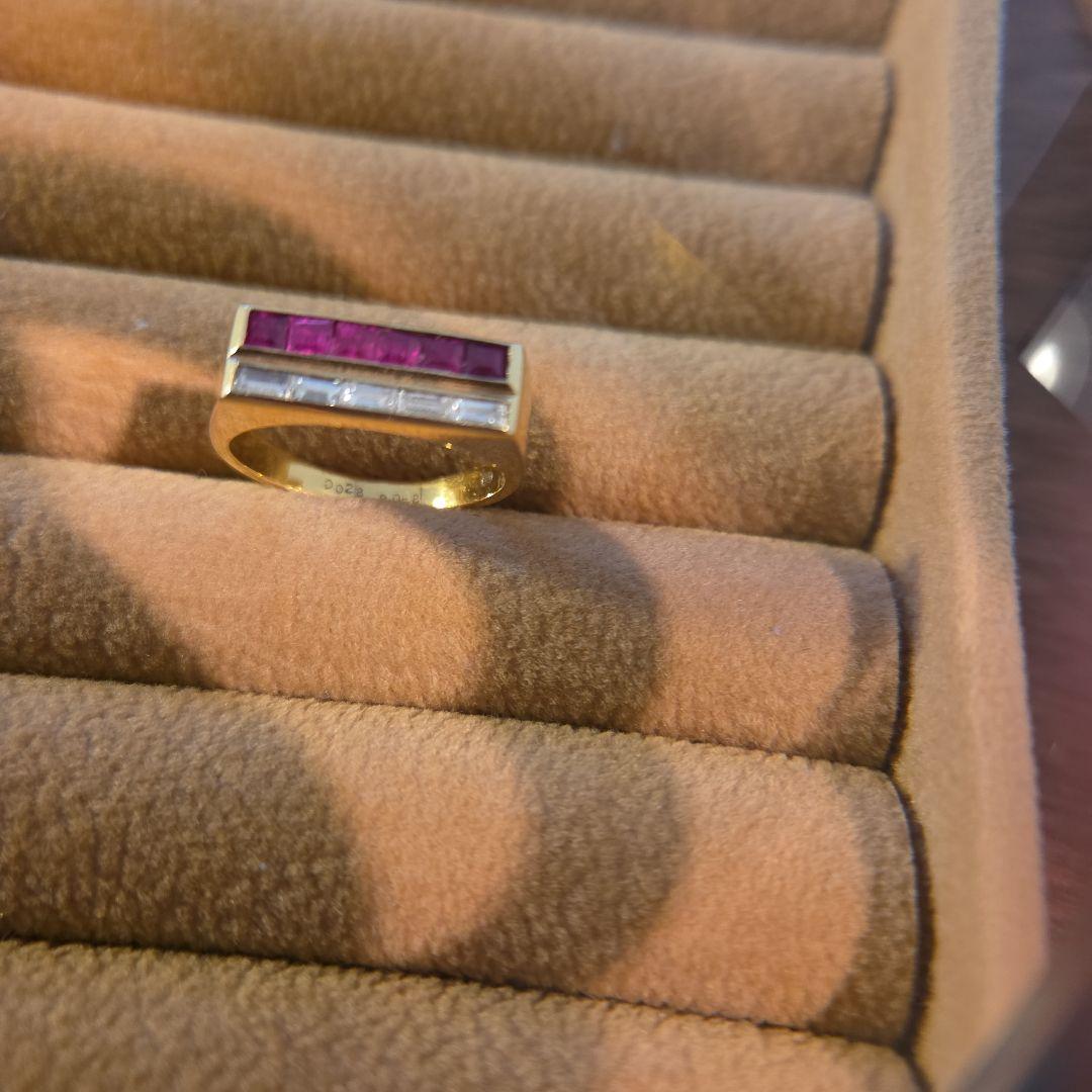 最終値段足立宝石店k18 ルビー ダイヤモンド リング