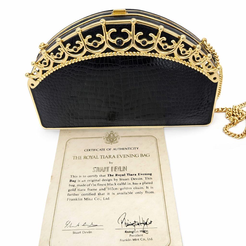 イブニングバッグ 　フォーマルバック　ロイヤルティアラ 黒 カーフスキン