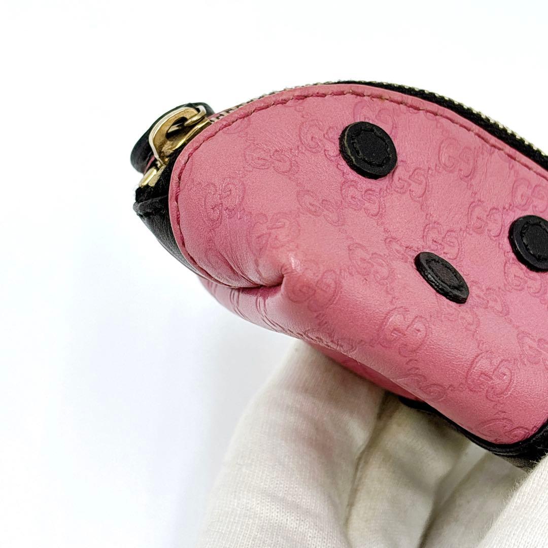 美品 ＊ GUCCI グッチ GGシマ てんとう虫 パース ピンク