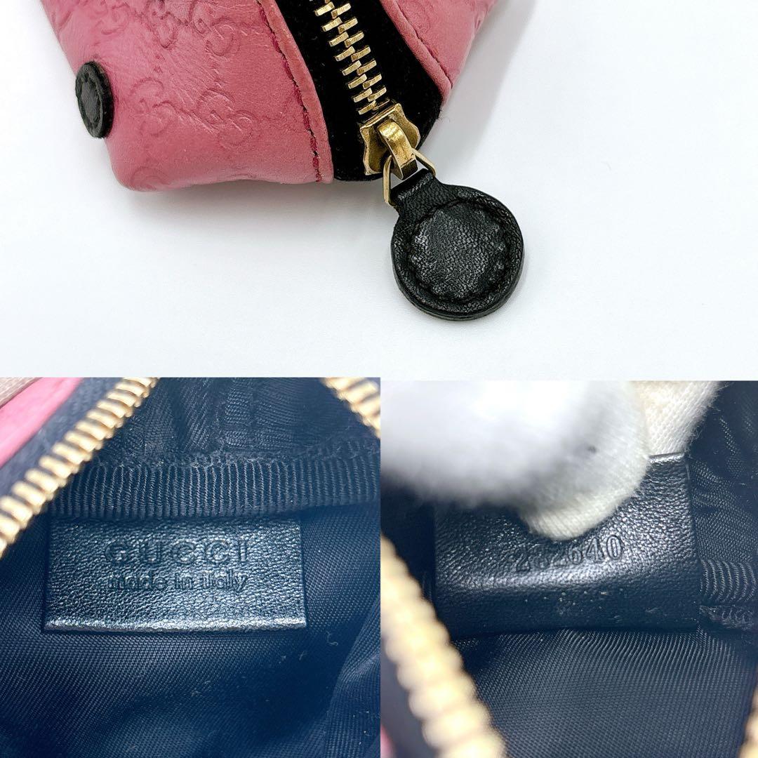 美品 ＊ GUCCI グッチ GGシマ てんとう虫 パース ピンク