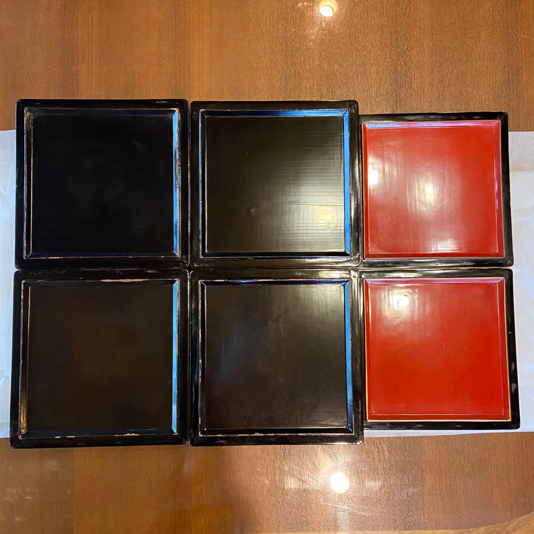 輪島塗　四段重箱　定紋八寸重箱　点彫り沈金　共箱付