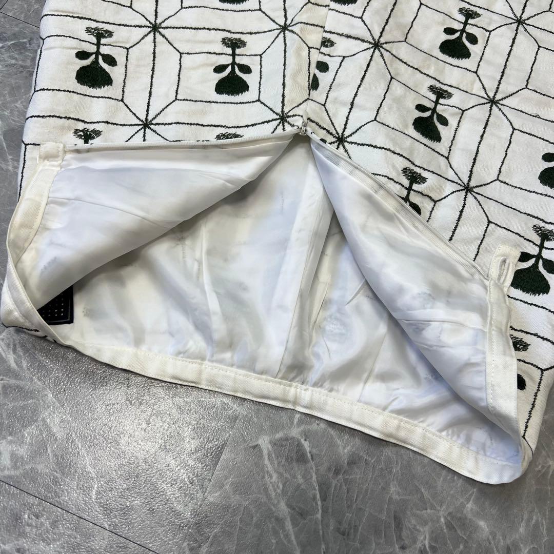 【美品】リネン100♡ミナペルホネン　Flower Box スカート　刺繍　総柄