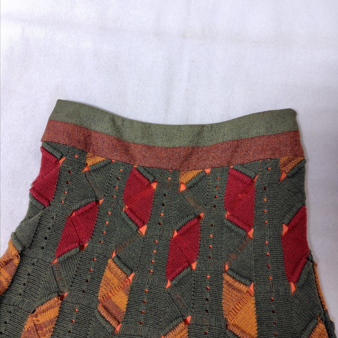 未使用 ETRO 透かし編み ニット ウェーブ スカート カシミヤ混 エトロ