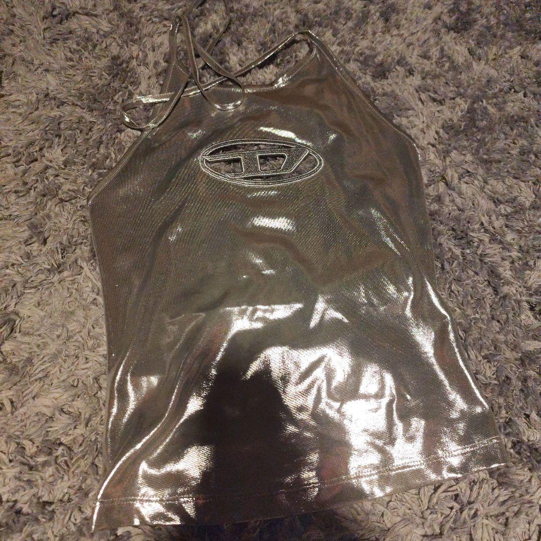 DIESEL シルバー ホルターネック タンクトップ