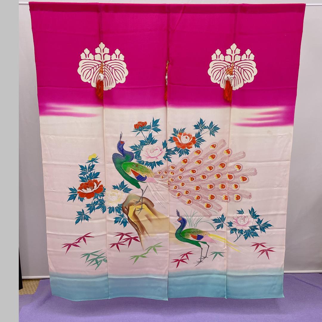 未使用》中川政七商店 遊中川 のれん2連 手織り麻 暖簾 桜