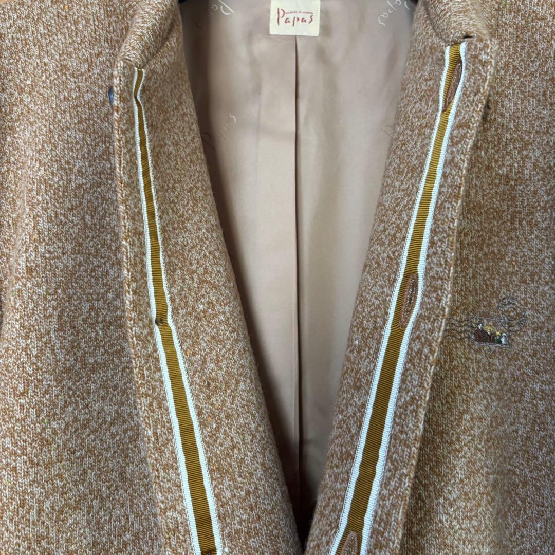 papas パパス ニットジャケット　ウール100％