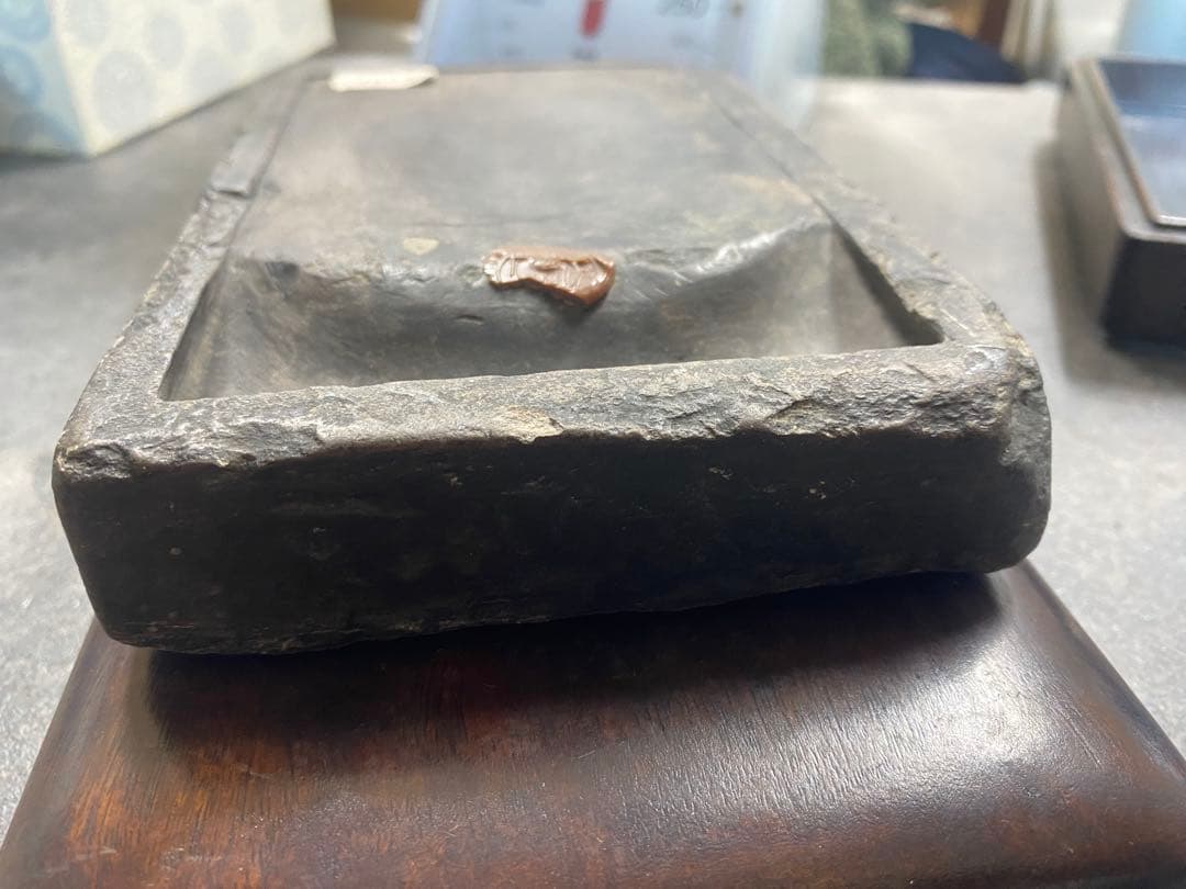 中国硯 端渓 唐木ケース 骨董品 時代物