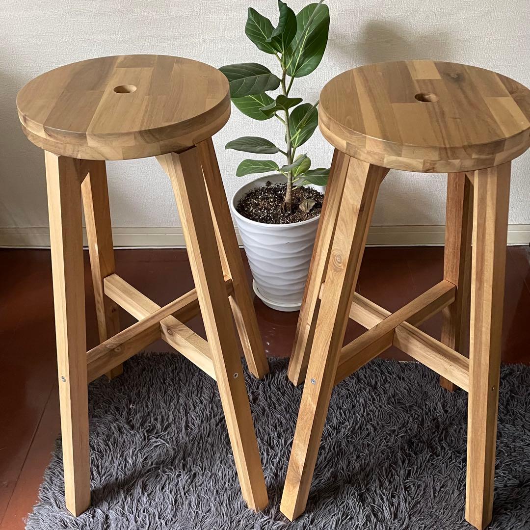 廃盤品　IKEA イケア　SKOGSTA スコグスタ　スツール　椅子　2脚