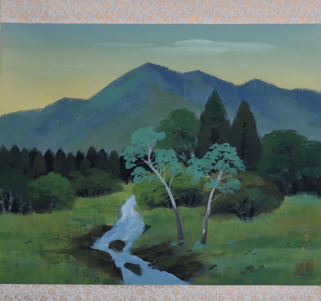 コロナ制圧祈願還元‼キャンペーン掛け軸・石原春秋　筆肉筆絹本、共箱、横物