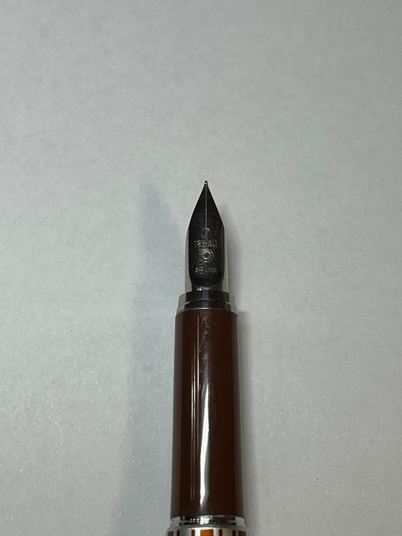 プラチナ万年筆 Riviere ストライプ 18k-WG レトロ ブラウン