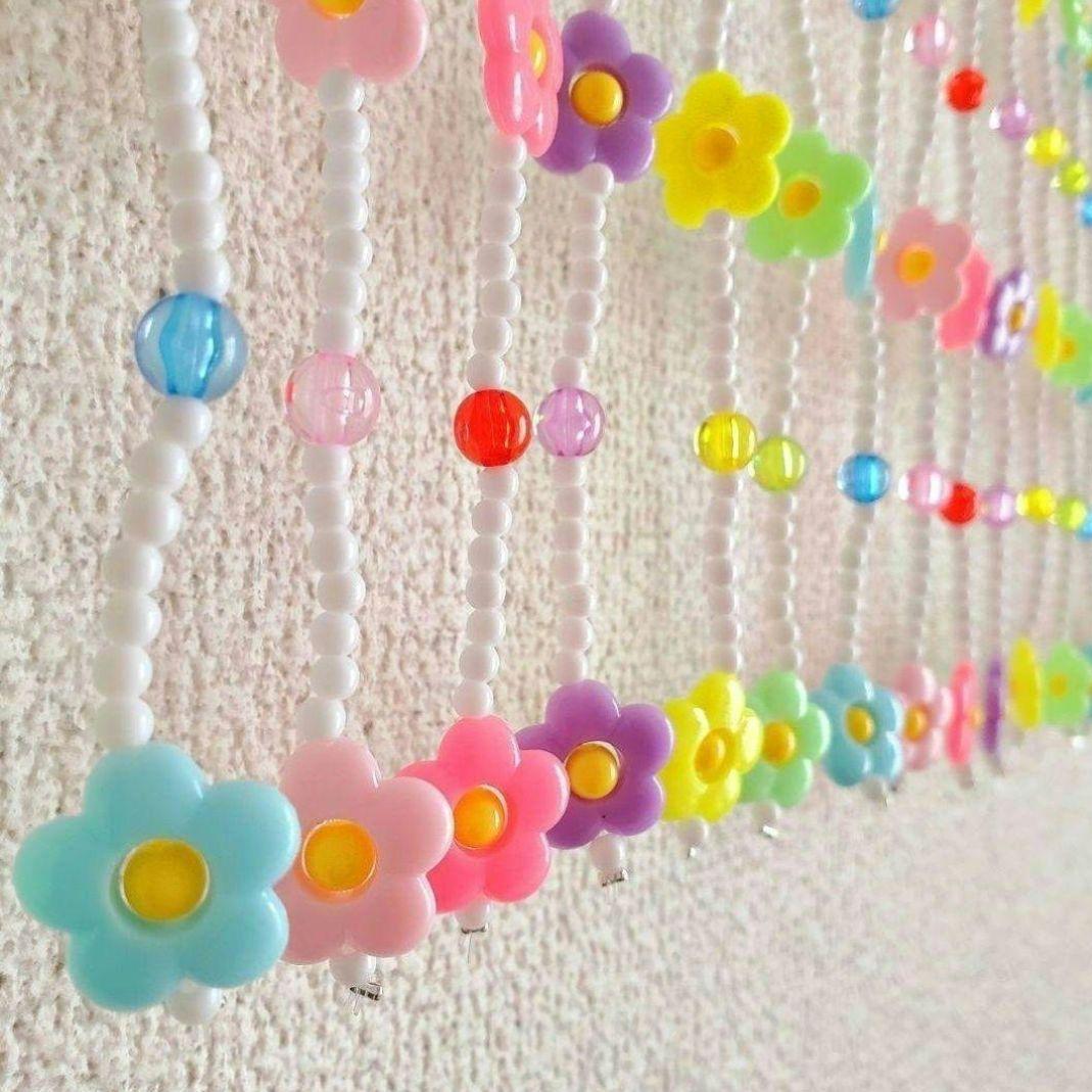 昭和レトロプラスチックのれん簾暖簾レトロポップ当時物カラフルビーズ