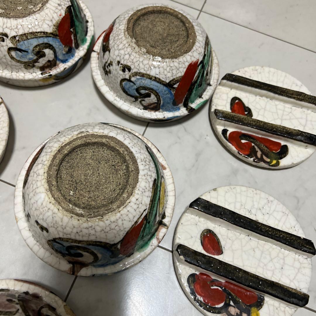 乾山 京焼 達磨 釜型 色絵 6客セット アンティーク 骨董 尾形乾山 向付