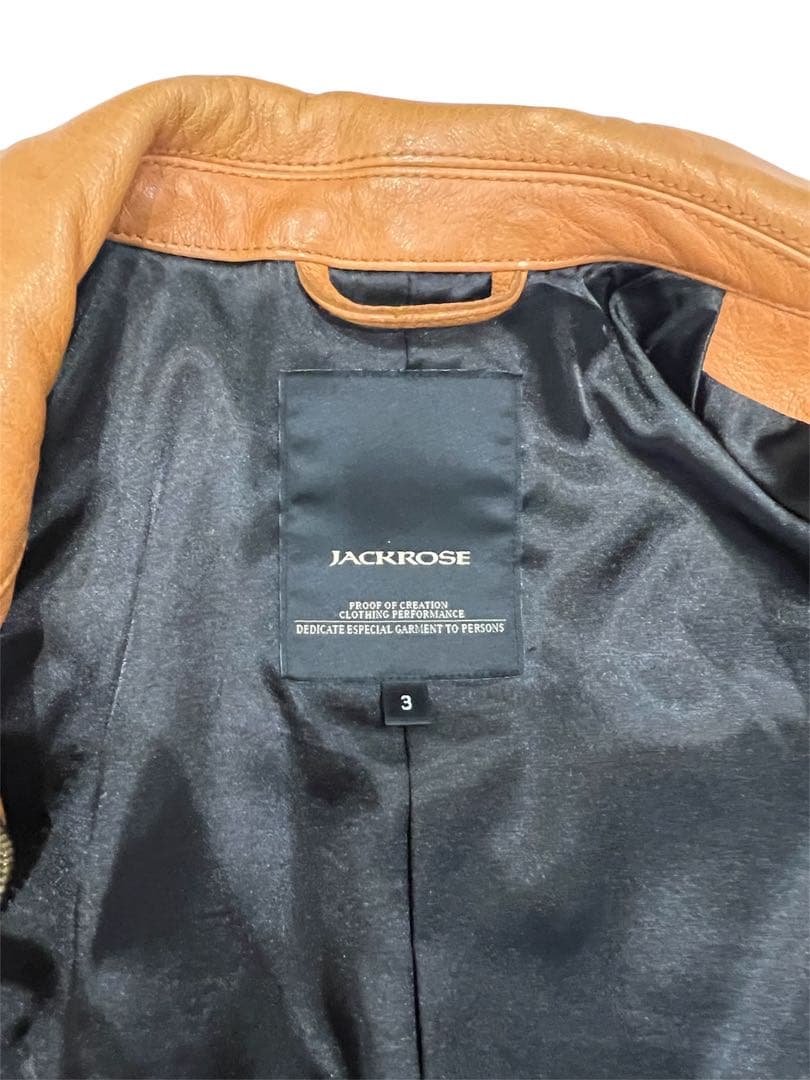 JACKROSEシングルライダースジャケット サイズ3 キャメル希少カラー