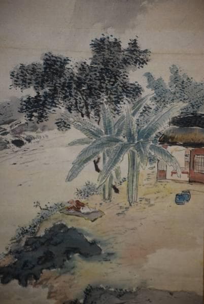 真作/香逸/月下早涼山水図/桐題箱付/布袋屋掛軸HC-694 真作/香逸/月下早涼山水図/桐題箱付/布袋屋掛軸HC-694 真作】/香逸/月