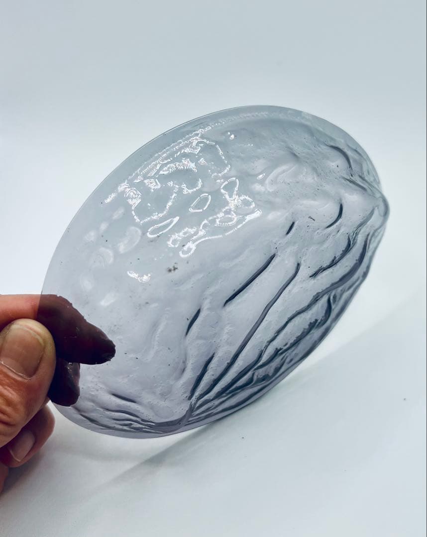 江戸ガラス 型吹きガラスあわび型皿 紫 ギヤマン びいどろ